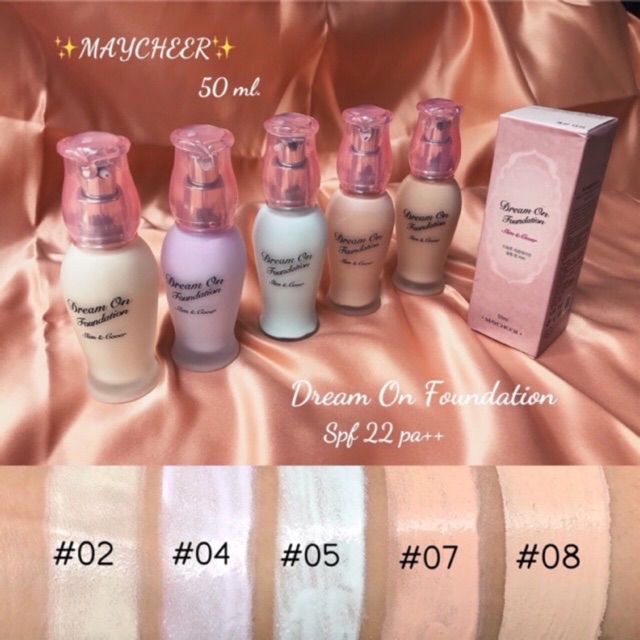 #ครีมรองพื้น Maycheer Dream On Foundation Slim &Cover ปริมาณ 50ml.