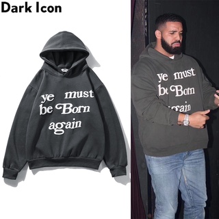 เสื้อกันหนาว มีฮู้ด ผ้าฟลีซ พิมพ์ลายตัวอักษร DARK ICON CPFM YE MUST BE BORN AGAIN KANYE สําหรับผู้ชาย และผู้หญิง