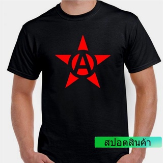 เสื้อยืด ผ้าฝ้าย 100% แบบนิ่ม พิมพ์ลาย Red Star Anarchist Revolution ป้องกันการประท้วง