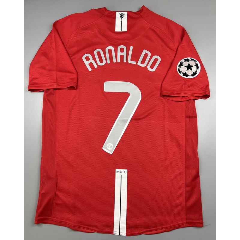 เสื้อบอลย้อนยุค แมนยู 2008 เหย้า Retro Manchester United Home พร้อมเบอร์ชื่อ 7 RONALDO อาร์มยูฟ่า แชมเปี้ยนลีค Final Mos