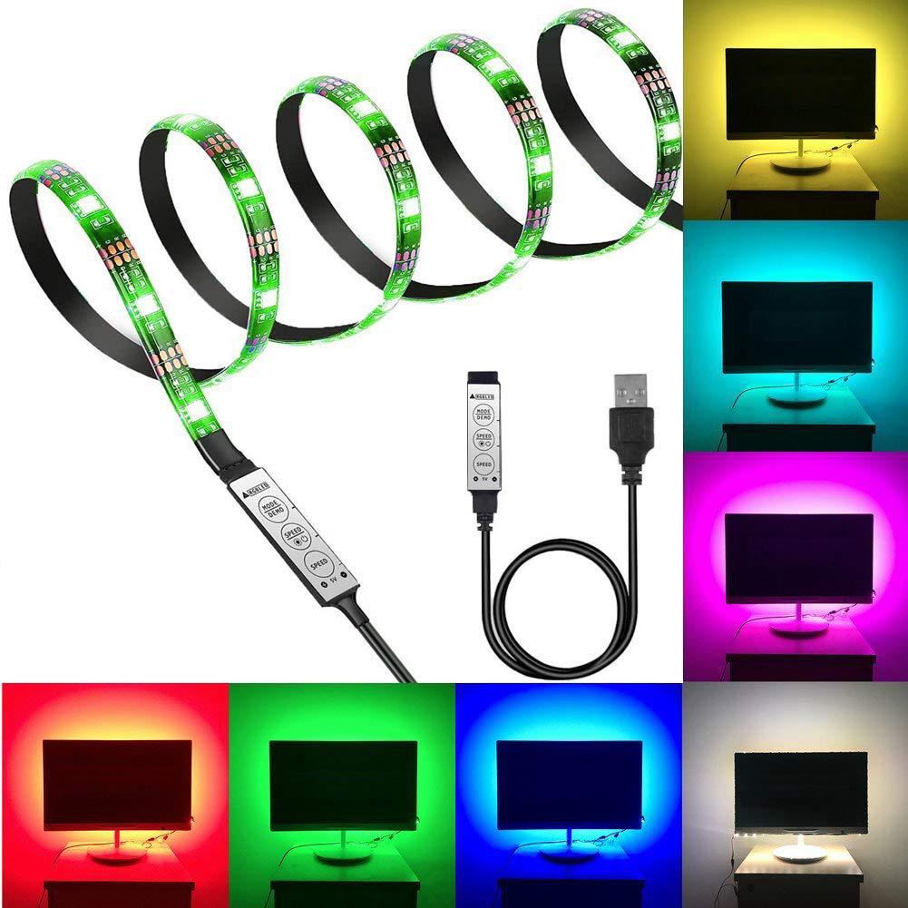 สายไฟ 5V 5050 60 SMD/M RGB LED USB สําหรับตกแต่งบ้าน (ควบคุมออนไลน์ 3 คีย์)