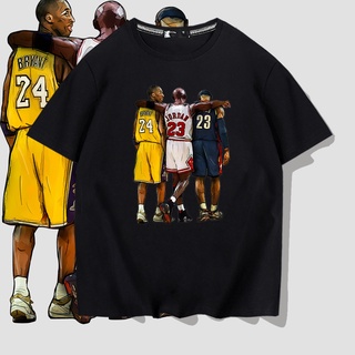 เสื้อยืด ผ้าฝ้ายแท้ พิมพ์ลาย Kobe James No. 230 กรัม เสื้อยืดแขนสั้น ผ้าฝ้ายแท้ ทรงหลวม พิมพ์ลายดาวบาสเก็ตบอล 23 Back Vi