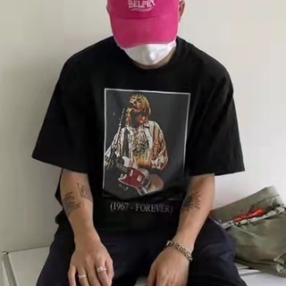 ผ้าฝ้าย 100%เสื้อยืดแขนสั้น พิมพ์ลาย Cobain แฟชั่นฤดูร้อน สไตล์สตรีทS-3XL