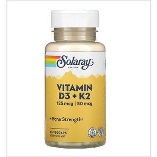 Vitamin D3 + K2, Soy-Free, 125 mcg (5000 IU), Solaray