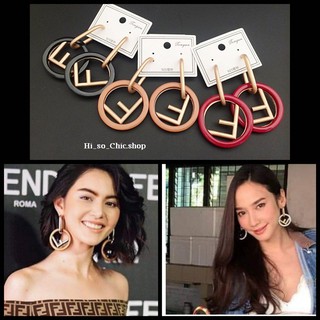 ต่างหูแฟชั่นดาราใส่ ห้อยระย้า รูปตัว F (ราคาต่อคู่)