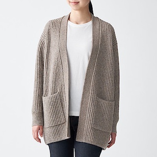 เสื้อคลุมไหมพรม เสื้อคาร์ดิแกน MUJI : Yak blend wool wide cardigan #12284477985