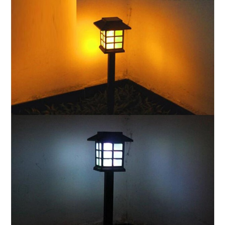 โคมไฟปักพื้น โซล่าเซลล์ โคมไฟทรงญี่ปุ่นตกแต่งไฟสว่างตอนกลางคืนไฟสนามแสงไฟวอร์มระบบปิด-เปิด อัตโนมัติ