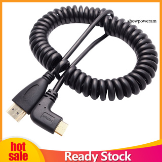 Sp สายเคเบิลอะแดปเตอร์สปริง HDMI ตัวผู้ 90 องศา สําหรับ SLR PC