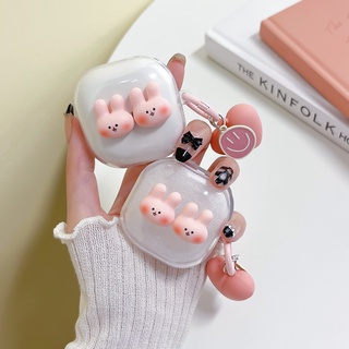 เคสหูฟัง TPU นิ่ม แบบใส ลายกระต่ายน่ารัก พร้อมจี้ห้อย สําหรับ Samsung Galaxy Buds Live /Buds 2 / Buds Pro / Buds2 Pro