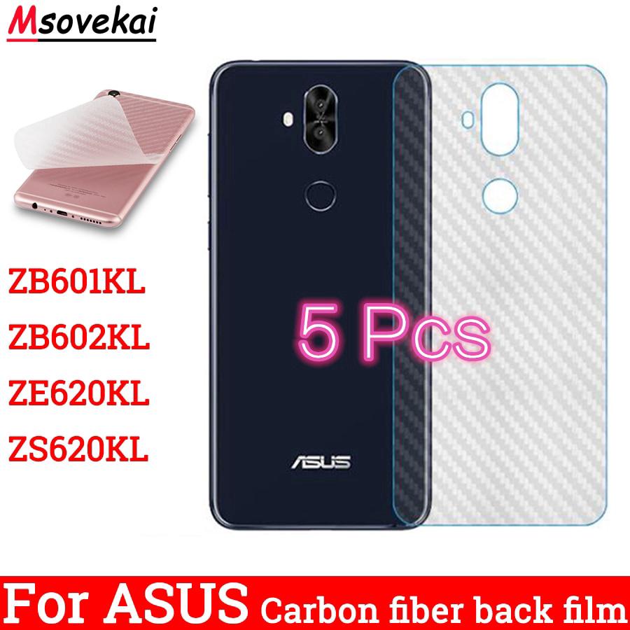 5Pcs Carbon Fibre Back Asus Zenfone Max Pro M1 ZB601KL ZB602KL ZE620Kl ZS620KL Screen Protector Film（Not Glass）