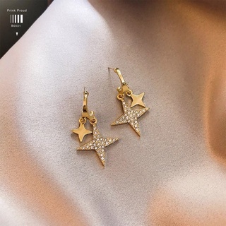 Korea Earrings ต่างหูทองระย้ารูปดาวฝังเพชร