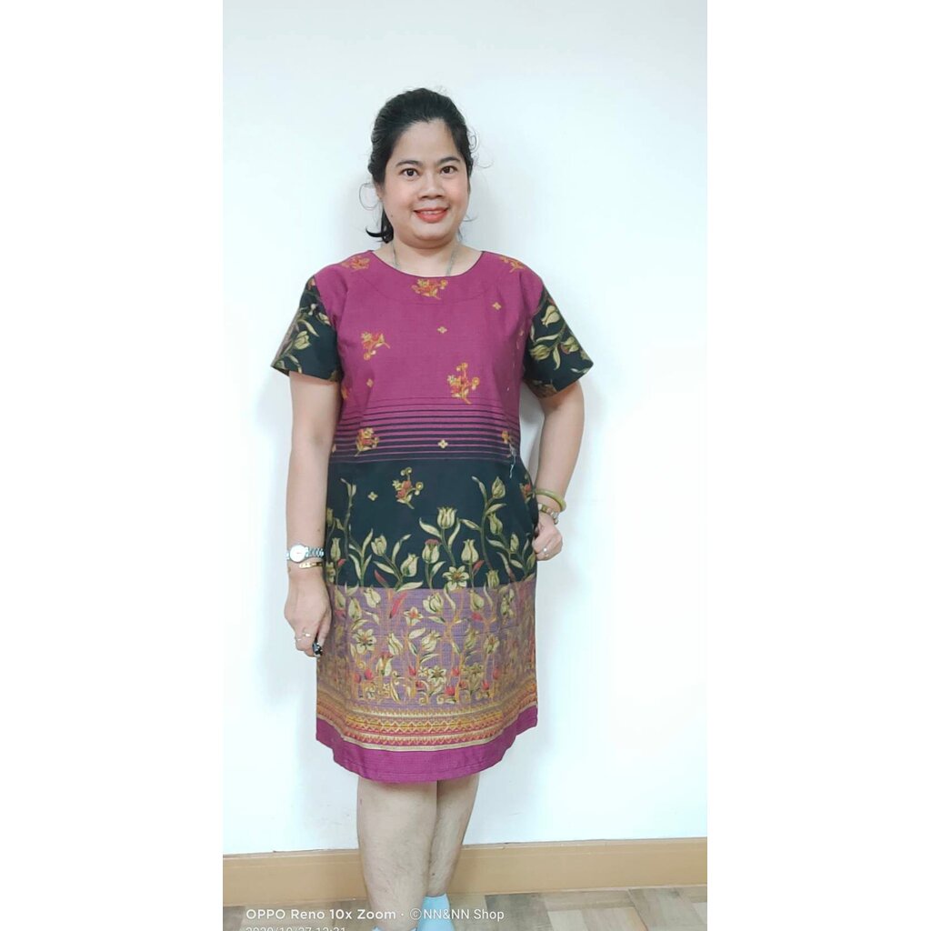 NNandNN Shop 1 0023 เดรสคอกลม แขนกระบอก หลายสี 48