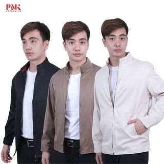 เสื้อแจ็คเก็ตกึ่งสูท คอจีน ทรงสวย ผ้าเรียบ ด้านในซับมีกระเป๋า - PMK Polomaker