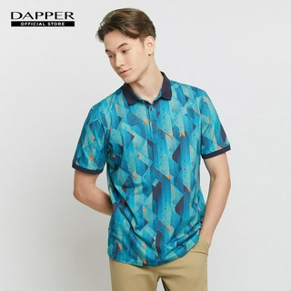 DAPPER เสื้อโปโล Aqua Geometric Print สีฟ้า (KPD1/583RP)