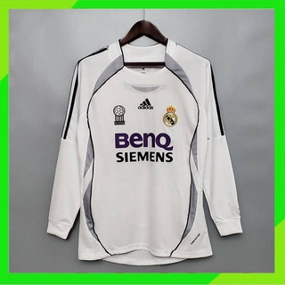 เสื้อกีฬาแขนยาว ลายทีมฟุตบอล Real Madrid 06-07 ชุดเหย้า สไตล์เรโทร