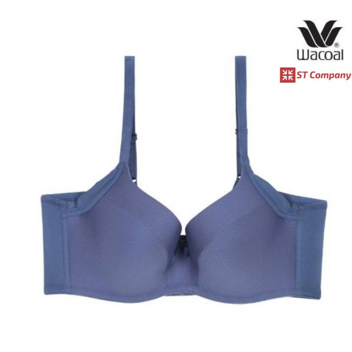 เสื้อใน Wacoal Basic Bra สีเทาน้ำเงิน (NG) มีโครง 4/5 คัพ เก็บทรง ฟองบาง ลำตัวใหญ่ เก็บเนื้อข้างๆ 4 
