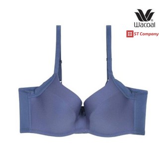 เสื้อใน Wacoal Basic Bra สีเทาน้ำเงิน (NG) มีโครง 4/5 คัพ เก็บทรง ฟองบาง ลำตัวใหญ่ เก็บเนื้อข้างๆ 4 ตะขอ บรา รุ่น WB9919