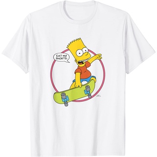 เสื้อยืดผ้าฝ้ายพิมพ์ลายเสื้อยืด กางเกงขาสั้น พิมพ์ลาย The Simpsons Bart Simpson Eat My S-4XL