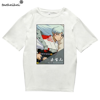 เสื้อยืดโอเวอร์ไซส์Inuyasha เสื้อยืดลําลองสําหรับวัยรุ่นแขนสั้นคอลูกเรือลายการ์ตูนอนิเมะ MangaS-3XL