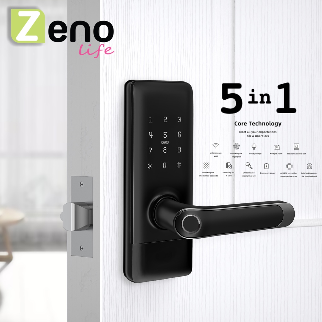 กลอนประตูดิจิตอล กันน้ำได้ Smart Wi-Fi Digital Door Lock 4 in 1 + มีกริ่ง กันขโมยได้ ผ่อน 0% ได้ มีติดตั้งในกทม.
