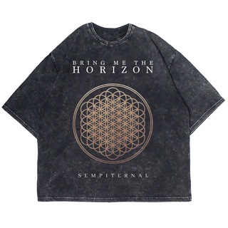 เสื้อยืดแขนสั้น โอเวอร์ไซซ์ พิมพ์ลายวง BRING ME THE HORIZON