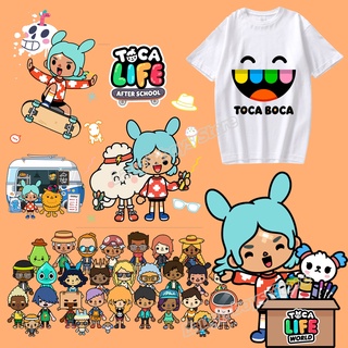 แผ่นสติกเกอร์ไวนิล ลายการ์ตูน Toca Life World สําหรับติดตกแต่งเสื้อผ้า DIY