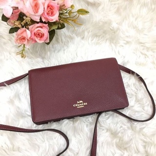 HAYDEN FOLDOVER CROSSBODY CLUTCH (COACH F30256) WINE/IMITATION GOLD