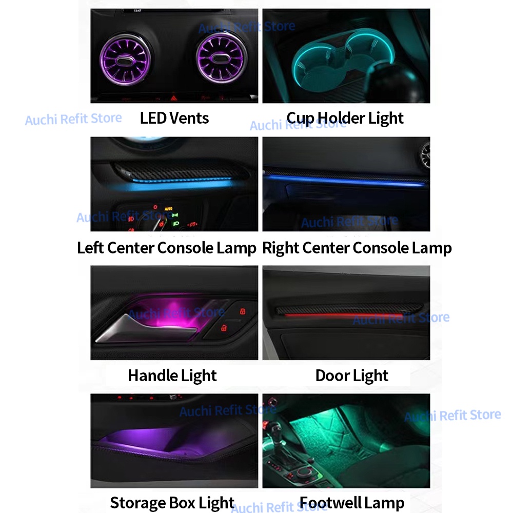 For Audi Q3 2013-2018 Car Decorative Ambient Light LED Auto Atmosphere Lamp  Dashboard illuminated Strip Button APP Control