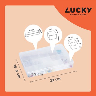 LUCKY HOME กล่องแบ่งช่อง 15 ช่อง ใส KL-5415 ขนาด : 23 x 16 x 3.5 cm ( กว้าง x ยาว x สูง ) สามารถใส่พาร์ท Nendoroid