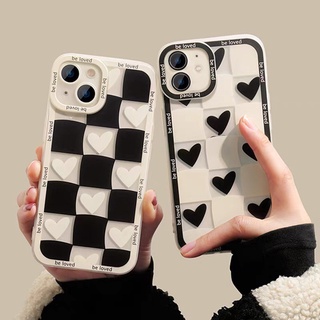 267 เคสโทรศัพท์ TPU แบบนิ่ม เคส น่ารัก ลายตารางหัวใจ