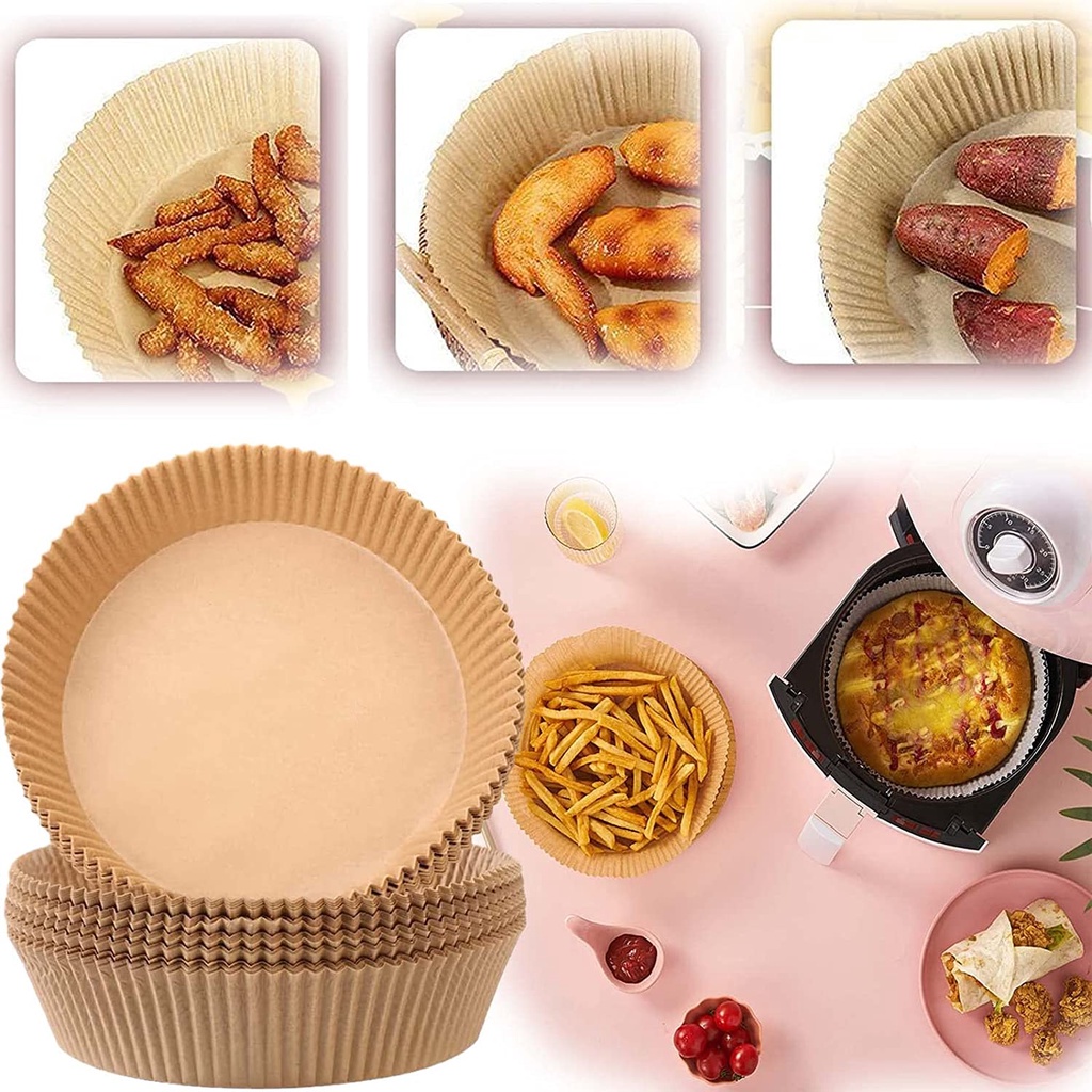 Air Fryer กระดาษ Air Fryer กระดาษแบบใช้แล้วทิ้ง 100 ชิ้นกระดาษอบ Air Fryer Oilproof Parchment กระดาษ