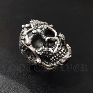 แหวนกะโหลกเงินแท้ รูปร่างมนุษย์ Sterling Silver 925 NSRG852