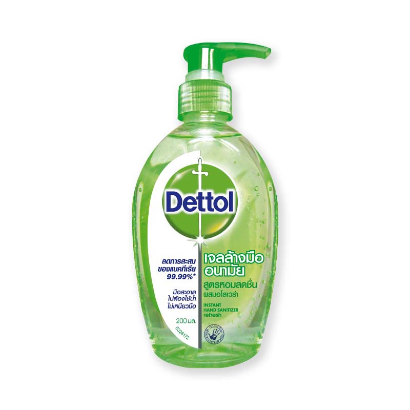 เดทตอล เจลล้างมือ สูตรหอมสดชื่นผสมอโลเวร่า 200 มล.Dettol Instant Hand Sanitizer Refresh 200 ml