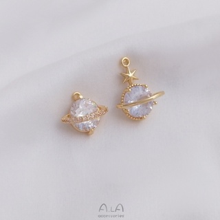 จี้สร้อยคอ สร้อยข้อมือ ต่างหู ทองแดง ชุบทอง 14K ประดับเพทาย แฮนด์เมด diy