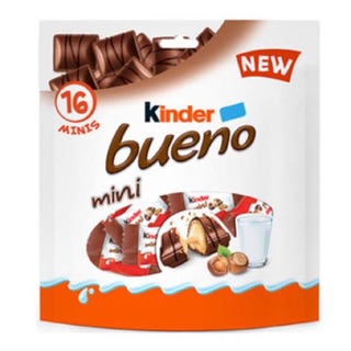 ช๊อคโกแลต Kinder bueno mini รส milk&amp;Hazenut 1 ห่อ มี 18 ชิ้น น้ำหนัก 108 กรัม  BBF 19/10/23