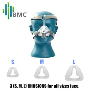 BMC NM4 Nasal Mask For All Sizes Face With Headgear and SML 3 Size Cushions CPAP and Auto CPAP APAP Mask Sleep Snoring U