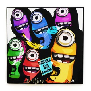 Minion มินเนี่ยน Colorful จากเรื่อง Despicable Me รูปภาพ​ติด​ผนัง​ pop art การ์ตูน อนิเมชั่น แต่งบ้าน ของขวัญ กรอบรูป