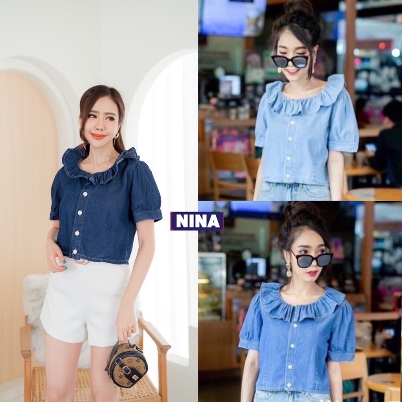 👖NN-ST🌟 งานเสื้อยีนส์คร๊อป แต่งคอระบาย   น่ารักๆ ใส่ง่าย เหมาะกับหน้าร้อนชิวๆ เลยค่ะ  ฟรีไซต์  หน้า 