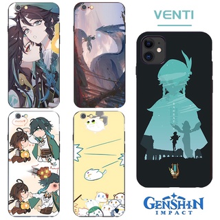 Genshin phone case เก็นชินอิมแพกต์ Venti เคสโทรศัพท์ เคสป้องกันโทรศัพท์มือถือ เคสกระจกนิรภัย เคสซิลิโคนนิ่ม สามารถปรับแต่งได้