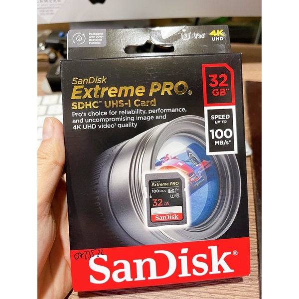การ ์ ดหน ่ วยความจํา Sandisk Extreme Pro U3 V30 32GB 100MB / วินาที SDXC