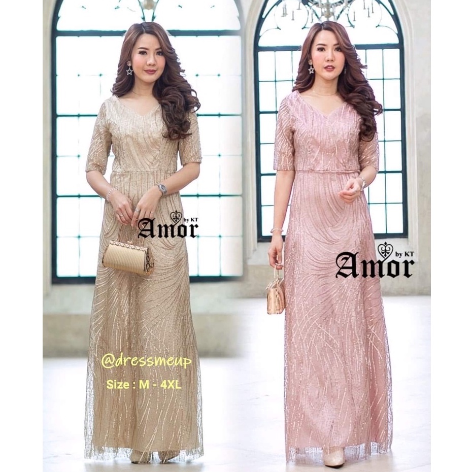 ชุดออกงาน ชุดราตรี ชุดไปงาน ชุดเดรสยาว 511 # Amor Elegant Glitter Maxi Dress