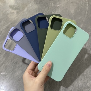 เคสโทรศัพท์มือถือ PC แบบแข็ง ไร้กรอบ เนื้อแมตต์ สีพื้น สําหรับ Iphone 12 Pro max mini