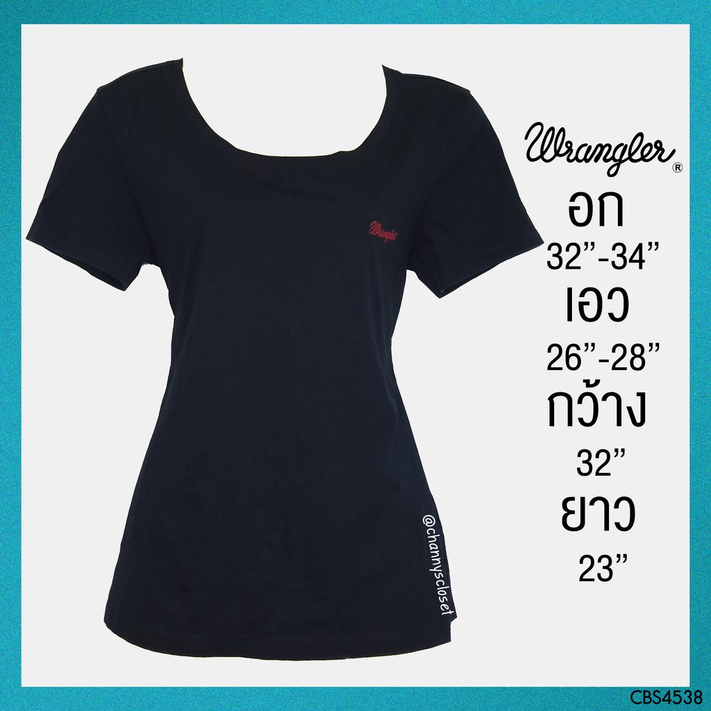 💖USED Wrangler - Black Logo T-Shirt | เสื้อยืดสีดำ แขนสั้น เสื้อยืด โลโก้ ทรงใหญ่ สีพื้น สายฝอ แท้ มือสอง