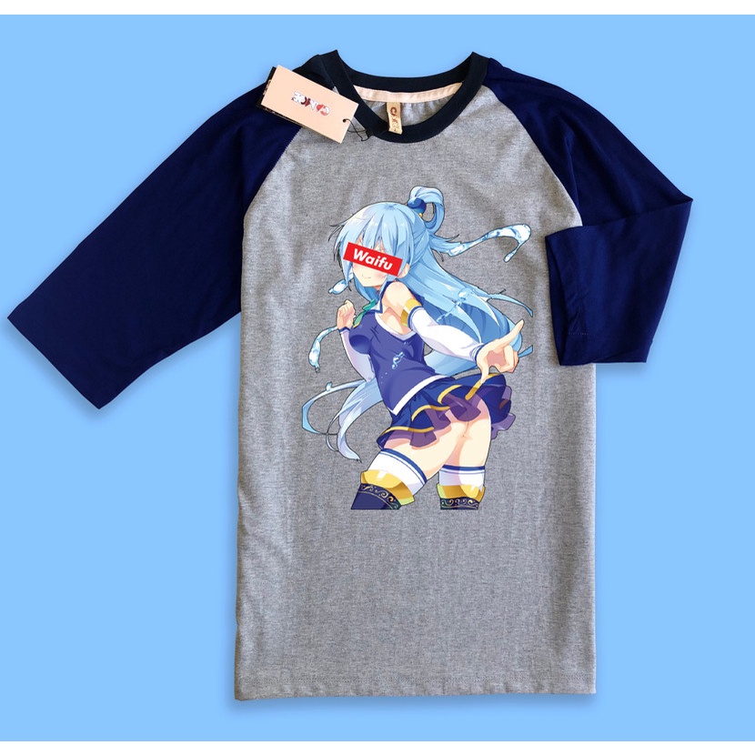 เสื้อยืด Waifu Aqua Konosuba Anime Raglan