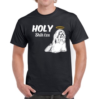 เสื้อยืดผ้าฝ้ายพิมพ์ลายขายดี เสื้อยืดผ้าฝ้าย แขนสั้น คอกลม พิมพ์ลาย Holy Shih Tzu 556 สไตล์จีน สําหรับผู้ชาย