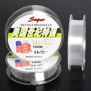 Sougayilang สายการประมง Super Strong 100% Nylon Fluorocarbon สายเอ็นตกปลา (100m)