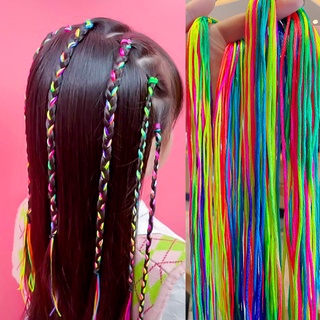 เชือกถักผมสีสันสดใส ถักเปีย เด็กสไตล์ฮิปฮอป ริบบิ้น ไล่โทนสี สกปรก braids เชือกผม ผูกผม เชือกผ้าโพกศีรษะ