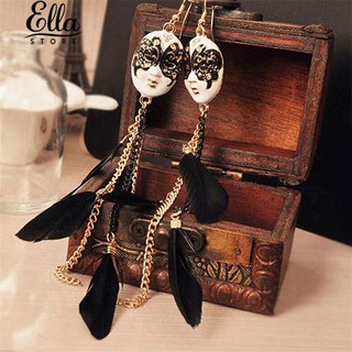 โบฮีเมียของผู้หญิง Feather Tassel Earrings Protectiveต่างหู Long Drop