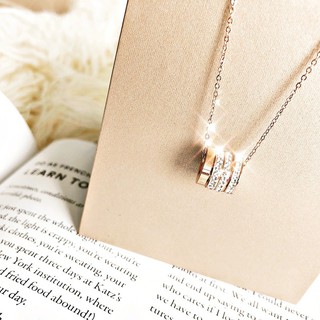 Wholesale Titanium Steel Rose Gold Necklace Women  Short Simple Activity Three-Ring Pendant Accessories