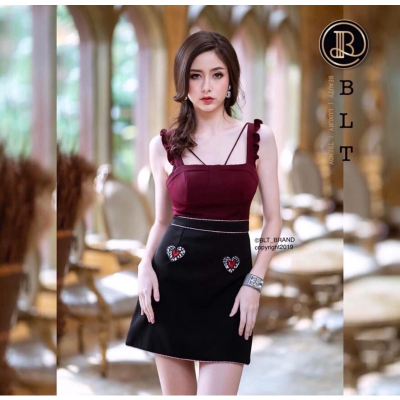 BLT brand : mini dress แดงดำคลอเลคชั่นเก่าXS